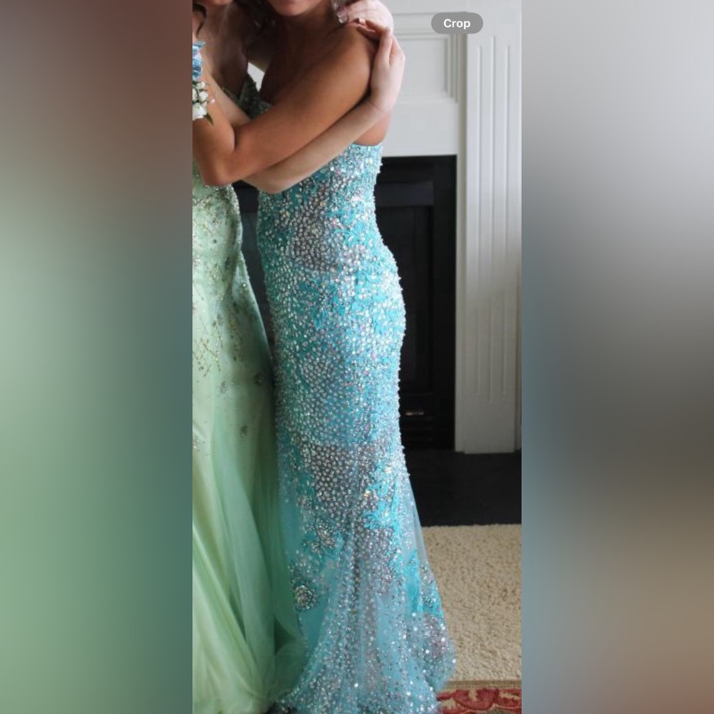Sherri hill prom Blue Strapless Gown